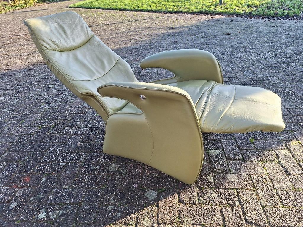 Fauteuil inclinable/relax en cuir vert, Maison & Meubles, Fauteuils, Comme neuf, Cuir, 50 à 75 cm, 75 à 100 cm, Enlèvement ou Envoi