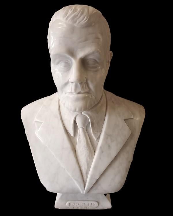 Carrara marmeren beeld van Armand Verlinden-, Antiek en Kunst, Kunst | Beelden en Houtsnijwerken, Buste, Natuurlijk materiaal