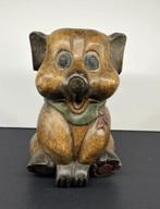 statue en bois massif sculptée à la main - chien, Antiquités & Art, Enlèvement ou Envoi