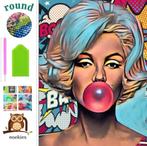 Diamond Painting kunst gezicht kauwgom 40x30cm (rond), Hobby en Vrije tijd, Knutselen, Verzenden, Nieuw, Knutselwerk