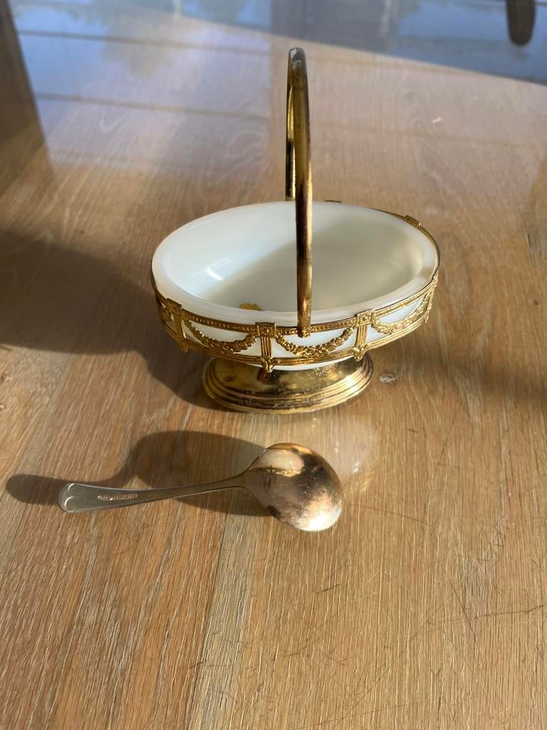 Sucrier excentrique luxueux avec cuillère en métal doré, Enlèvement ou Envoi, Comme neuf