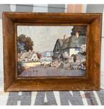 Ernest Uden 1940 ingelijst schilderij Engeland Cottage dorp, Antiek en Kunst, Ophalen of Verzenden