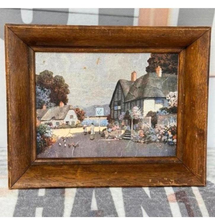 Ernest Uden 1940 ingelijst schilderij Engeland Cottage dorp, Antiek en Kunst, Kunst | Schilderijen | Klassiek, Ophalen of Verzenden