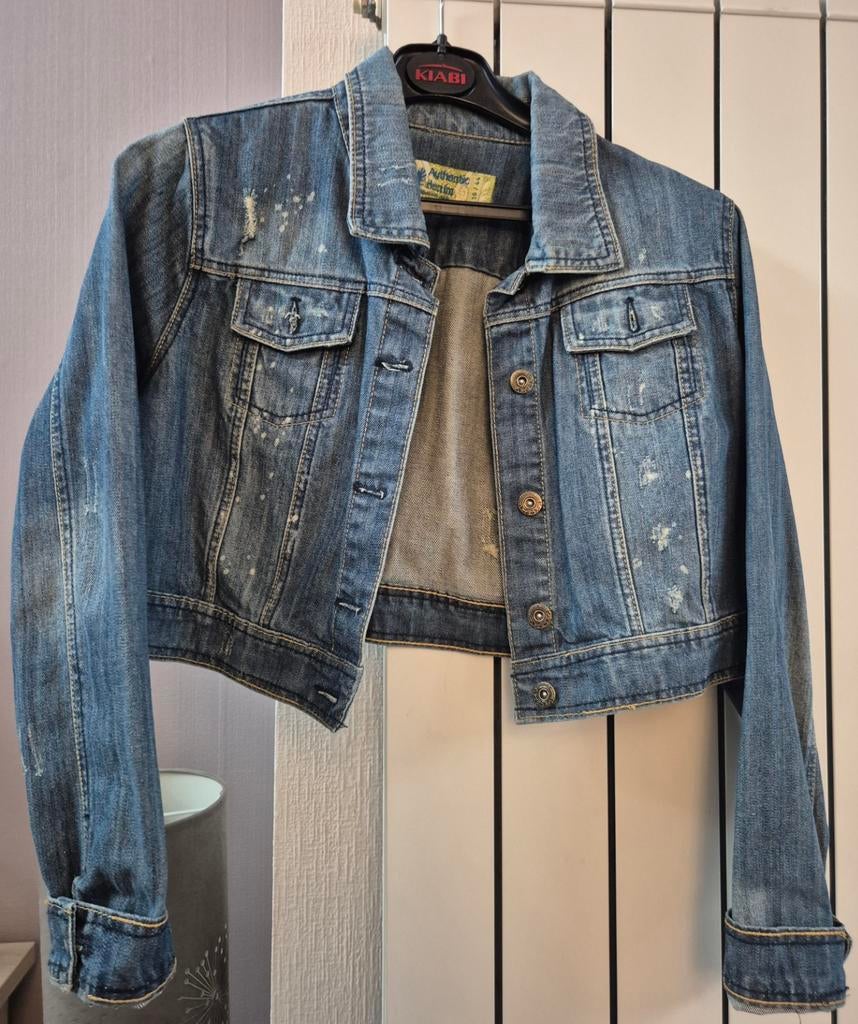 Afgebleekte jeansjas, Kleding | Dames, Ophalen, Gedragen, Maat 42/44 (L), Blauw