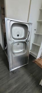 Evier de cuisine double bac inox, Gris, 100 à 150 cm, Enlèvement, Utilisé