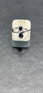 18k goud diamanten en saffier ring, Handtassen en Accessoires, Ringen, Ophalen, Nieuw