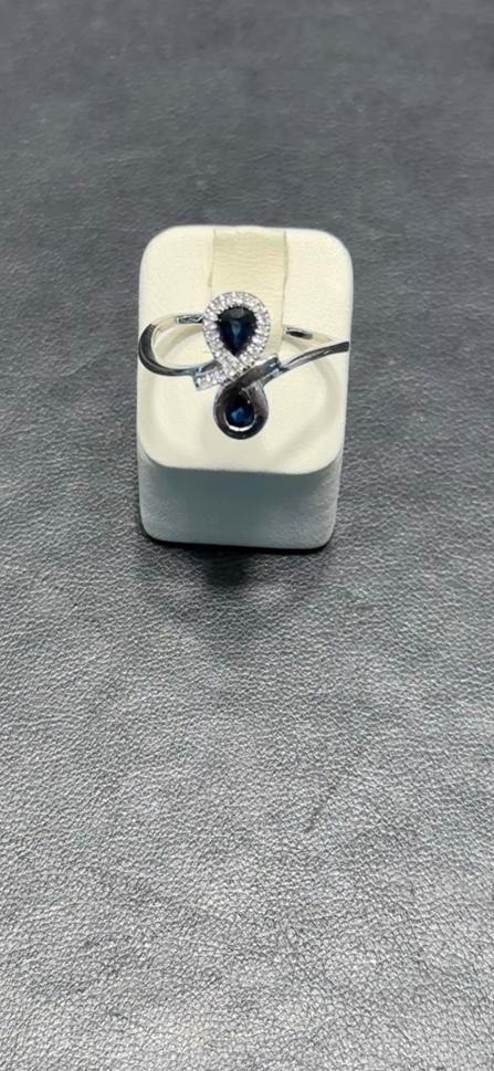 18k goud diamanten en saffier ring, Handtassen en Accessoires, Ringen, Nieuw, Ophalen