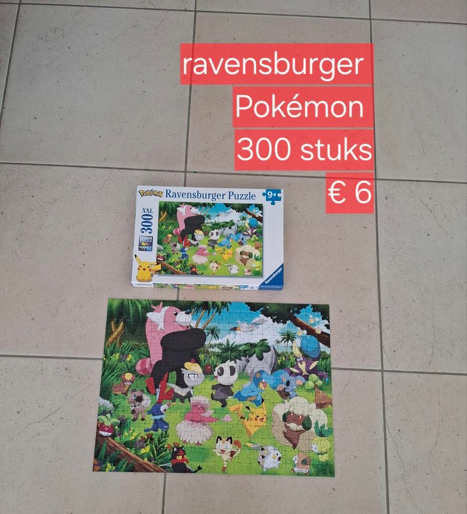 Puzzel ravensburger Pokémon 300 stuks, Ophalen of Verzenden, Minder dan 500 stukjes, Zo goed als nieuw, Overige typen