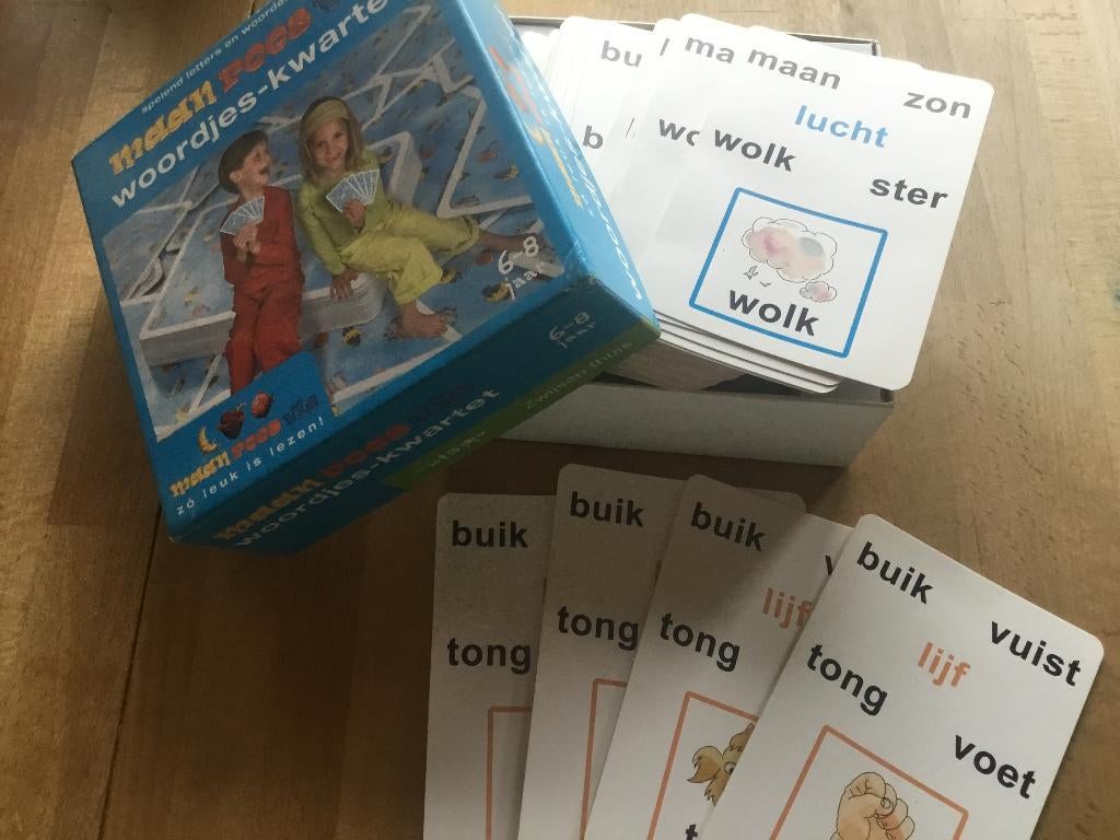 maan roos vis woorden kwartet, Kinderen en Baby's, Speelgoed | Educatief en Creatief, Ophalen, Gebruikt, Taal en Lezen