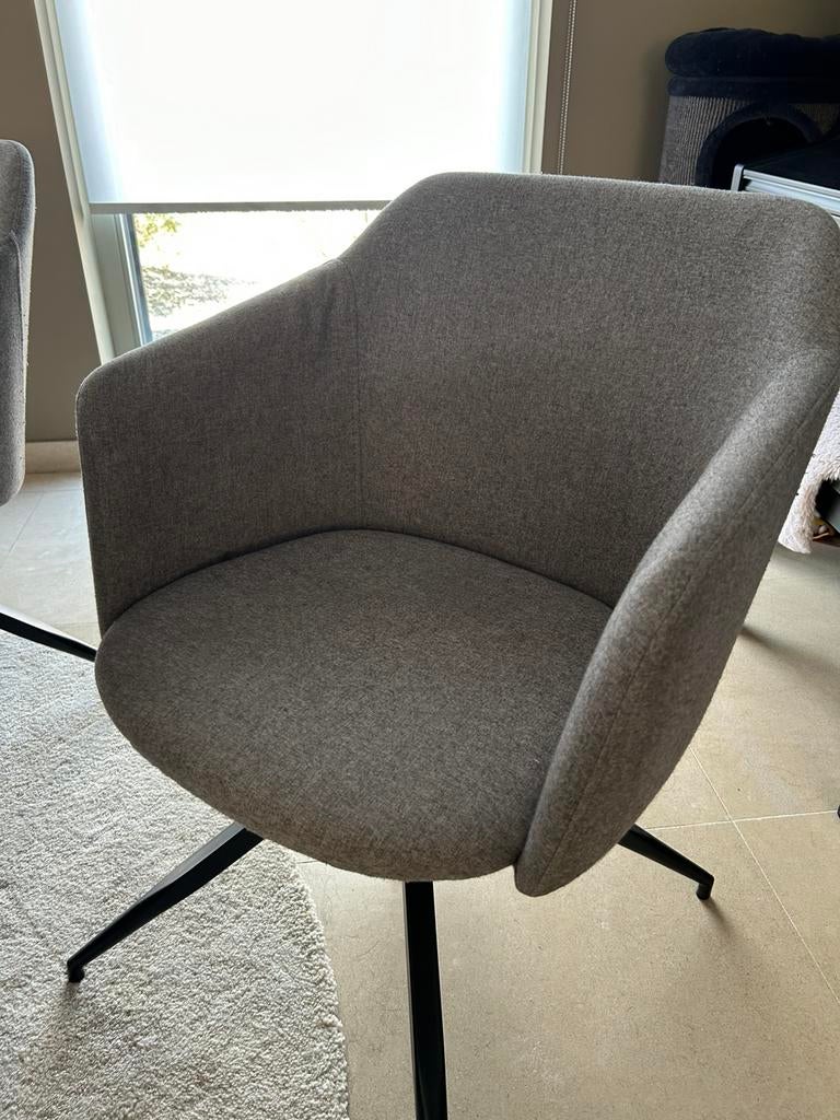 6 kuipstoelen in grijze stof €15/stuk - €60 voor alle 6, Ophalen, Gebruikt, Vijf, Zes of meer stoelen, Hedendaags