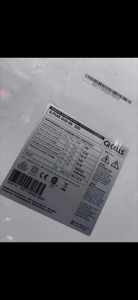 5x Qpeak 320Wp zonnepanelen + sunnyboy 1,5kW omvormer, Bricolage & Construction, Panneaux solaires & Accessoires, Enlèvement, Comme neuf