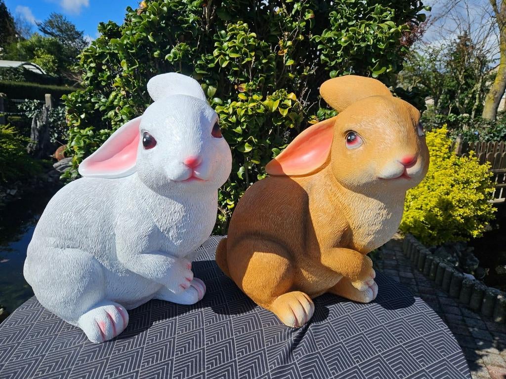 2 polyester konijnen 40hoog, Ophalen, Nieuw, Kunststof, Dierenbeeld
