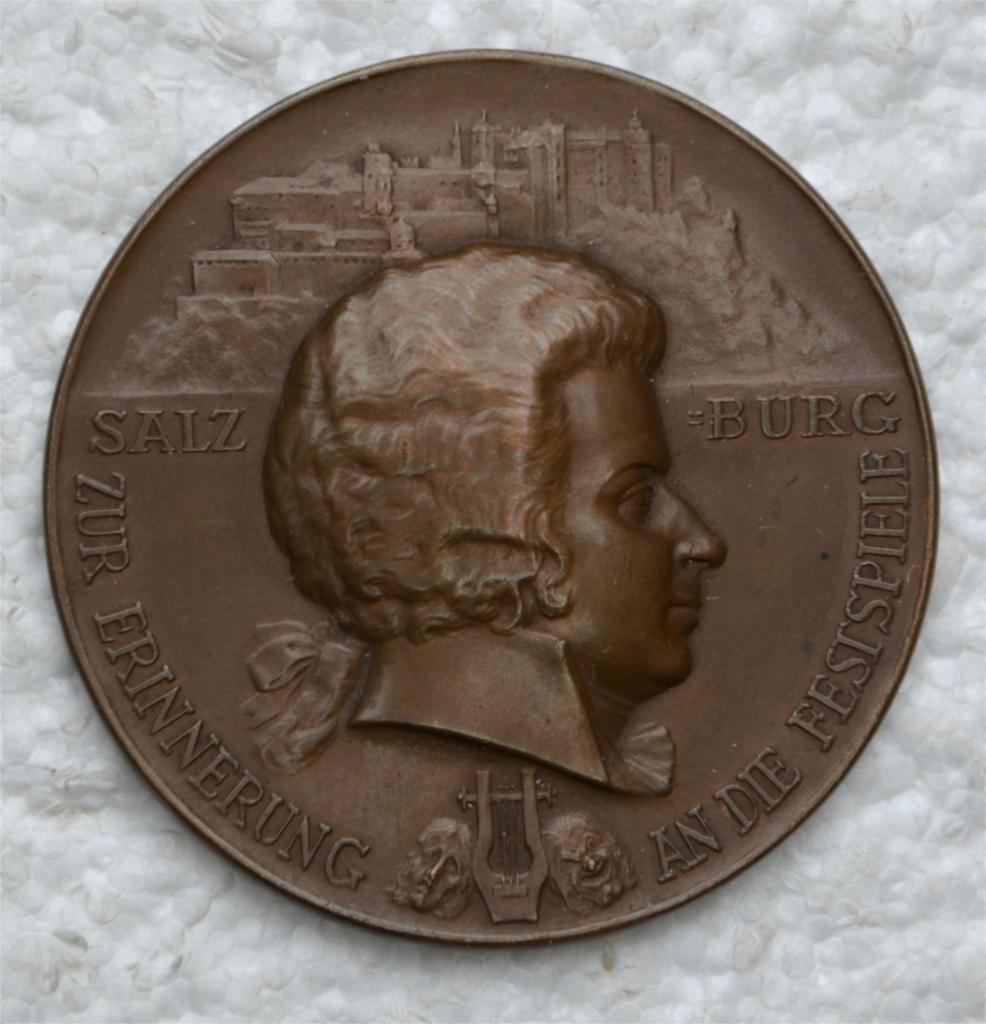 Medaille, Penning, SALZBURG, Mozart, Erinnerung Festspiele, Ophalen of Verzenden, Brons