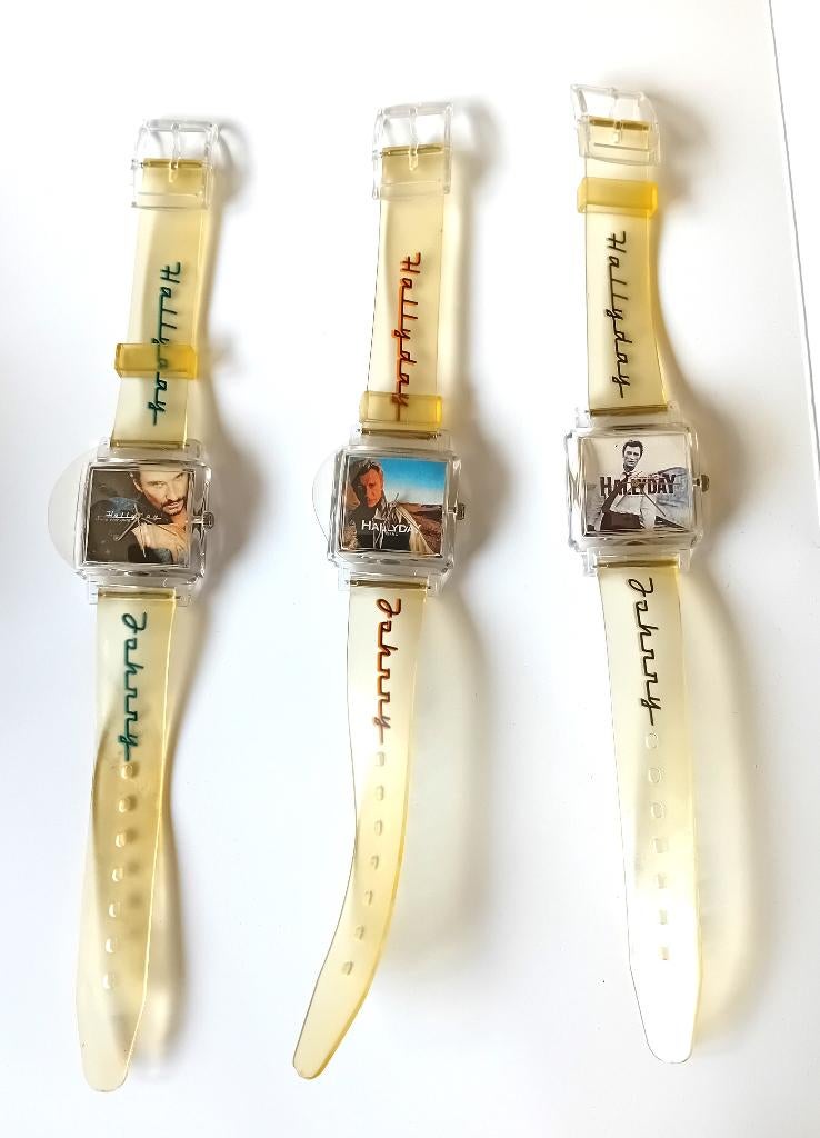 Johnny Hallyday, 3 montres, bracelets plastiques, neuves, Ophalen, Nieuw, Polshorloge