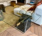 Table basse vintage ARTEDI, marbre, laiton, verre, Verre, Moins de 50 cm, Carré, Enlèvement