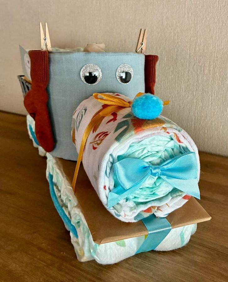 Pampertaart Trein, Kinderen en Baby's, Kraamcadeaus en Geboorteborden, Nieuw, Kraamcadeau, Ophalen of Verzenden