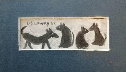 L.S Lowry 1962 " "" dogs "" "oil on canvas 3,5 x 10 cm, Antiek en Kunst, Kunst | Schilderijen | Klassiek, Verzenden