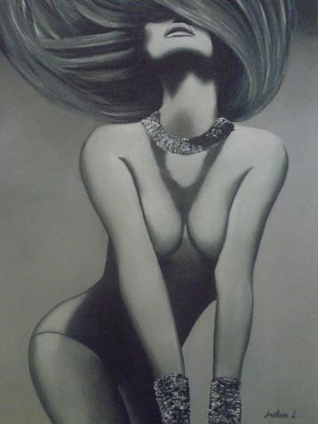 olieschilderij mooie vrouw (60x80) beschikbaar voor biedingen