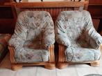 A vendre : 2 fauteuils ossature en bois et assise en tissu, Enlèvement, Tissus, Utilisé