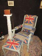 Antieke relax + voetbank in een nieuw kleedje, Enlèvement, Comme neuf, Tissus