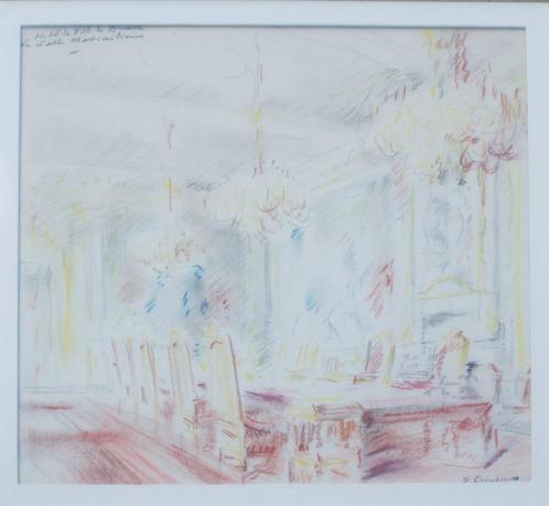 Nestor Cambier (1879-1957): Salle Maximilienne, Stadhuis BXL, Antiek en Kunst, Kunst | Schilderijen | Klassiek, Ophalen of Verzenden