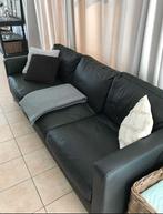Canapé noir en cuir de buffle - T.B. Etat, Trois personnes, Banc droit, Comme neuf, Enlèvement