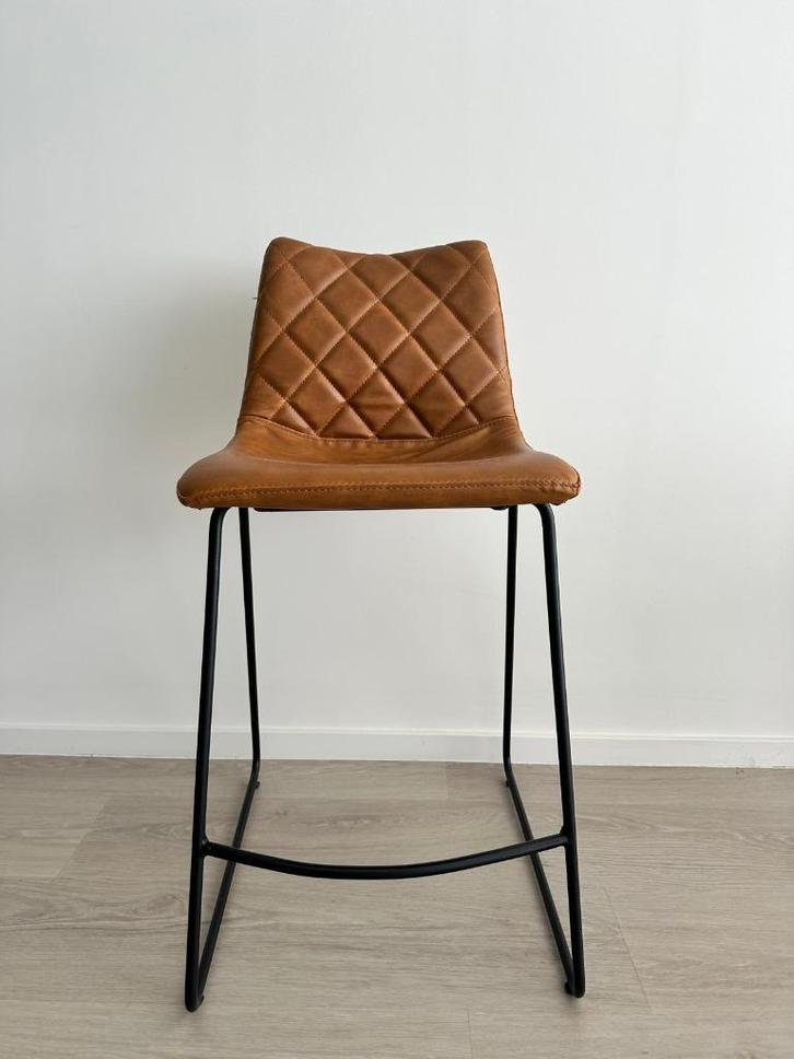 Set van 3 moderne barkrukken, Huis en Inrichting, Barkrukken, Nieuw, 90 cm of meer, Leer, Metaal, 3 krukken, Met voetsteun, Ophalen