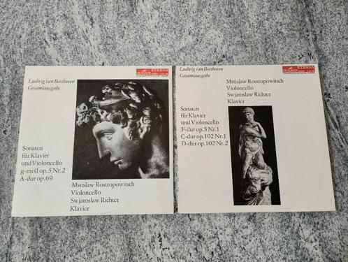 Set 2 Eterna Vinyl: Beethoven Sonates Rostropowitsch&Richter, Cd's en Dvd's, Vinyl | Klassiek, Zo goed als nieuw, Romantiek, Kamermuziek