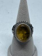 Zilveren heren ring met natuurlijke amber maat 24, Handtassen en Accessoires, Ringen, 20 of groter, Nieuw, Ophalen of Verzenden