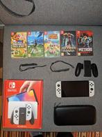 Switch OLED blanche + 5 JEUX, Enlèvement, Switch OLED