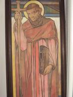 Maurice LANGASKENS 2x cartons de vitraux d'église huile/bois, Enlèvement