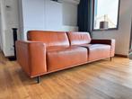 Zetel cognac leder (2,5 zits), Huis en Inrichting, Ophalen, Gebruikt, Driepersoons, Rechte bank