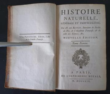 DE BUFFON. Histoire Naturelle Tome Premier beschikbaar voor biedingen