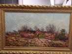 Groot schilderij met kader M.VAN DEN BEMPT 106 X 67, Antiek en Kunst, Ophalen