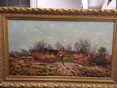 Groot schilderij met kader M.VAN DEN BEMPT 106 X 67, Antiek en Kunst, Kunst | Schilderijen | Klassiek, Ophalen