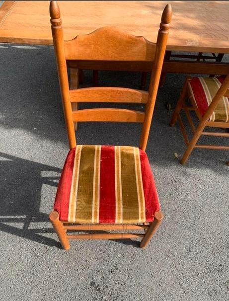 Vintage massief eikenhouten stoelen met gestoffeerde zitting, Antiek en Kunst, Antiek | Meubels | Stoelen en Sofa's, Ophalen