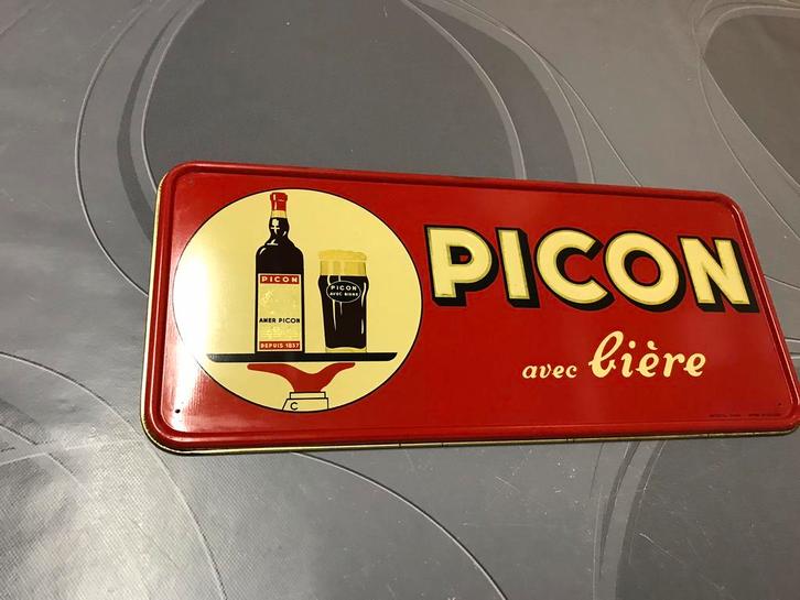 Picon avec biere reclamebord +-1960, Verzamelen, Merken en Reclamevoorwerpen, Zo goed als nieuw, Reclamebord, Ophalen of Verzenden
