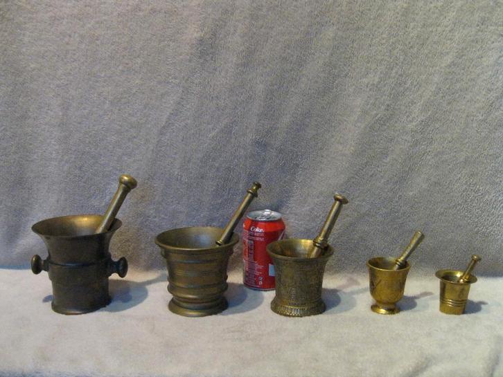 Vintage pilpletters vijzels met stamper, Antiquités & Art, Antiquités | Bronze & Cuivre, Cuivre, Enlèvement