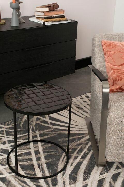 Nieuwe Zuiver Glazed bijzettafel - Zwart, Huis en Inrichting, Tafels | Bijzettafels, Nieuw, Rond, 45 tot 60 cm, Ophalen of Verzenden