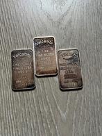 3 zilveren baartjes 1oz Valcambi met patine, Ophalen of Verzenden, Zilver