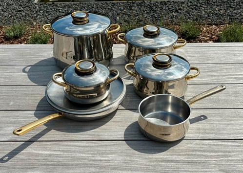 Demeyere Inca Gold kookpotten – volledige set, Huis en Inrichting, Keuken | Potten en Pannen, Gebruikt, Pannenset, Inox, Keramische plaat