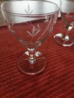 Lot de 5 verres en cristal anciens ciselés, Collections, Verres & Petits Verres, Enlèvement, Utilisé