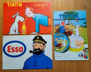 Lot de 3 plaques en tôle sur Tintin beschikbaar voor biedingen