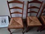 4 vintage biezen of papercord stoelen, Huis en Inrichting, Stoelen, Ophalen, Gebruikt, Hout