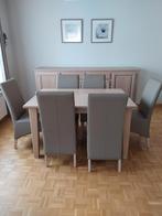 Eetkamertafel en 6 lederen stoelen., Ophalen, Zo goed als nieuw