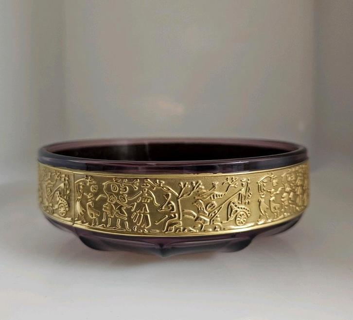 Moser schaal amethist goud, Antiek en Kunst, Antiek | Glaswerk en Kristal, Ophalen of Verzenden