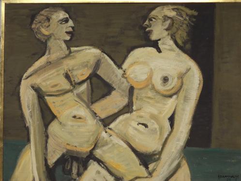 1958 Charles COUNHAYE XXL peinture à l'huile/panneau couple, Antiquités & Art, Art | Peinture | Moderne, Enlèvement