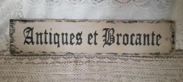 Houten paneel "Antiques et Brocante" beschikbaar voor biedingen