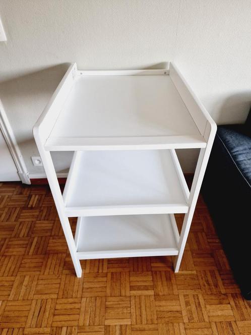 AT4 - Table à langer en bois (hêtre) massif - Blanc, Kinderen en Baby's, Badjes en Verzorging, Zo goed als nieuw, Aankleedkussen
