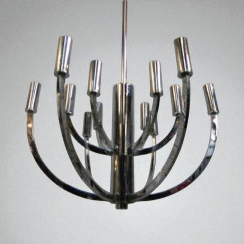 Vintage Space Age chromen hangkroonluchter uit de jaren 60, Huis en Inrichting, Lampen | Plafondlampen, Zo goed als nieuw, Ophalen
